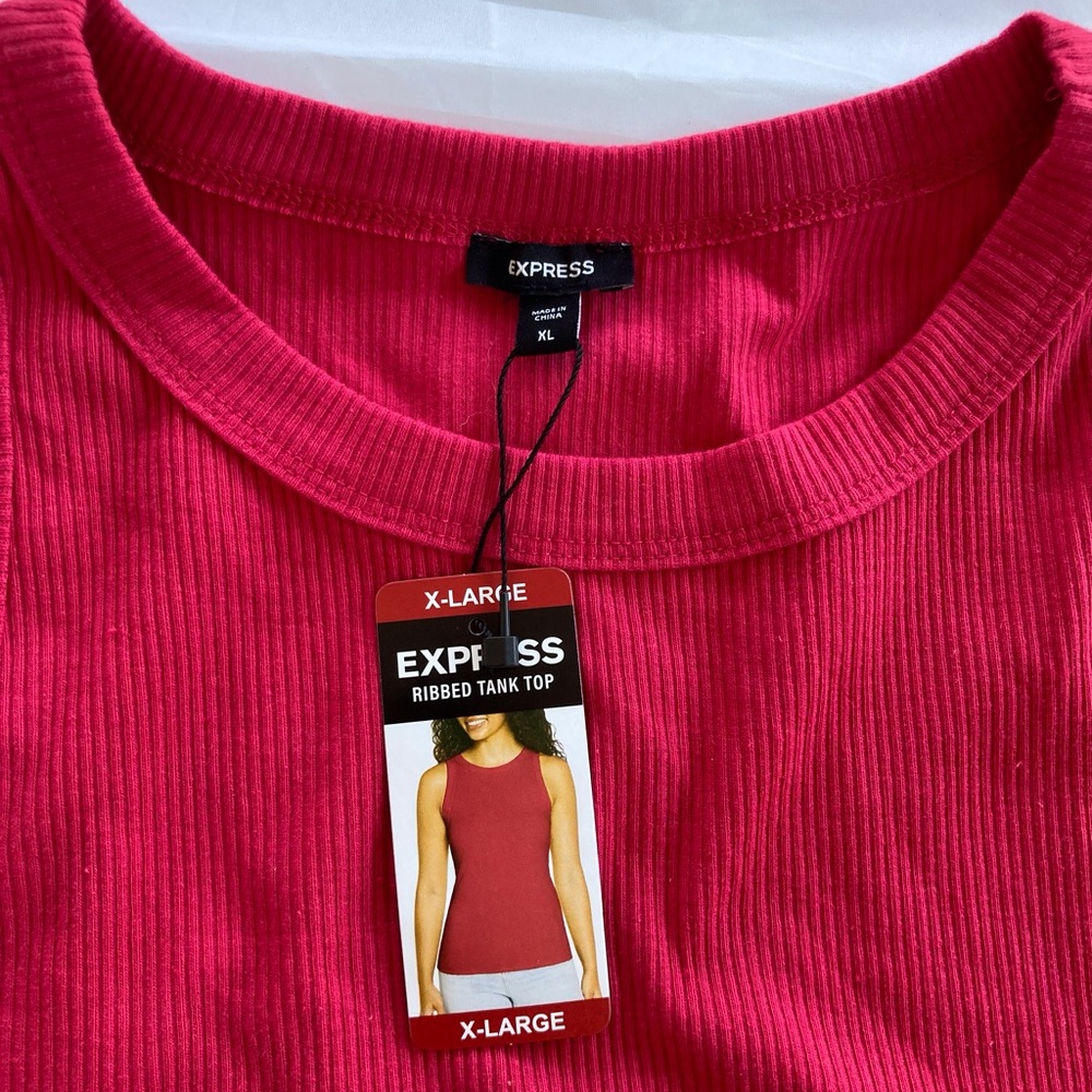 EXPRESS XL RIBBED TANK TOP COTTON/SPANDEX PINK - Picture 7 of 7